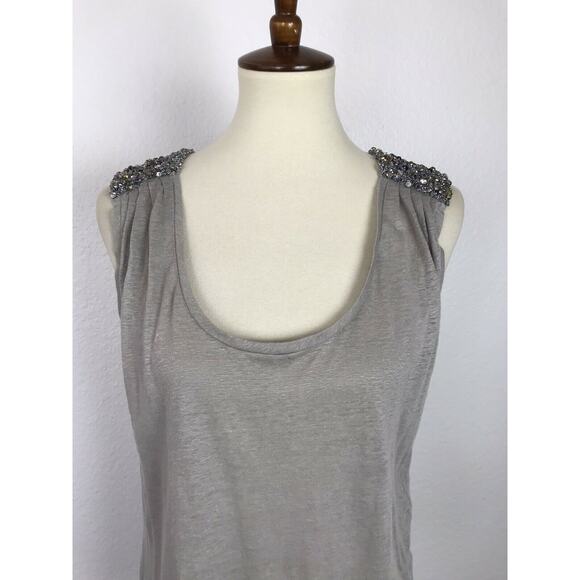Joie Linen Pullover Beaded Shoulder Tank Top - Picture 2 of 8